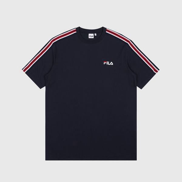 Fila Signature Striped S/S Women's T-Shirts - Navy,NZ 907-9784